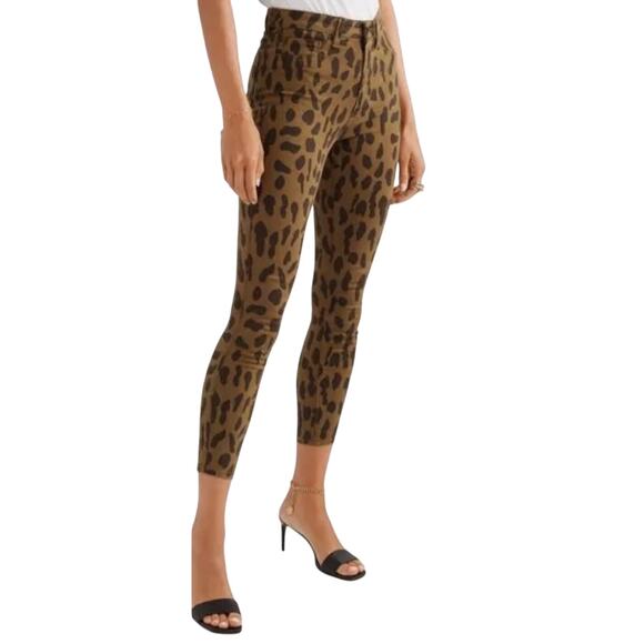 L'AGENCE NWT Margot High Rise Skinny Cropped Jeans Leopard Print Size 25 - Picture 1 of 11